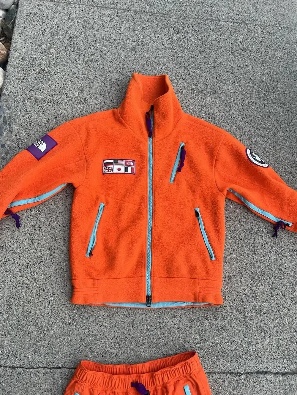 North Face TAE Fleece Jacket And Pants Combo Trans Antarctica 2021 Orange Small
